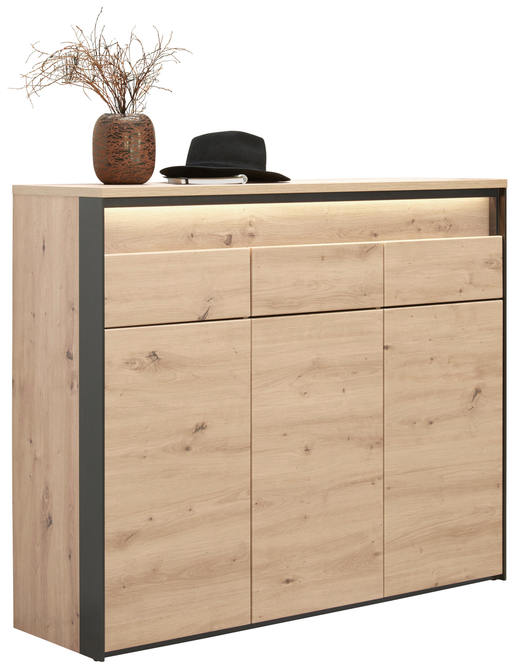 Voleo Schuhschrank Schwarz, Eiche Artisan 126x106x38 cm