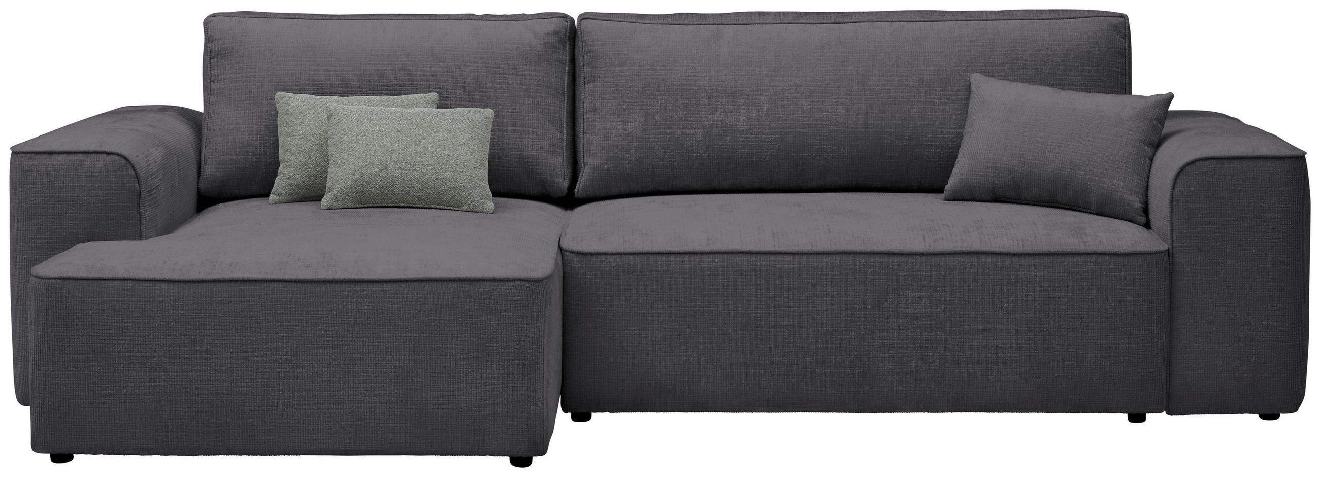 ECKSOFA in Plüsch Dunkelgrau  - Dunkelgrau/Blaugrau, Design, Kunststoff/Textil (152/288cm) - Xora