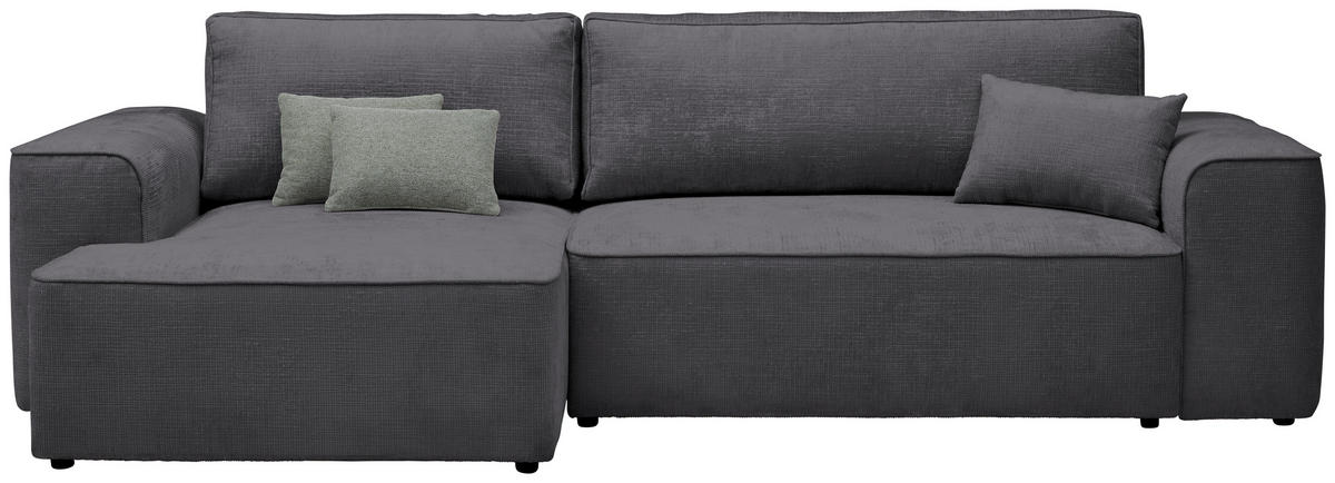 ECKSOFA in Plüsch Dunkelgrau  - Dunkelgrau/Blaugrau, Design, Kunststoff/Textil (152/288cm) - Xora