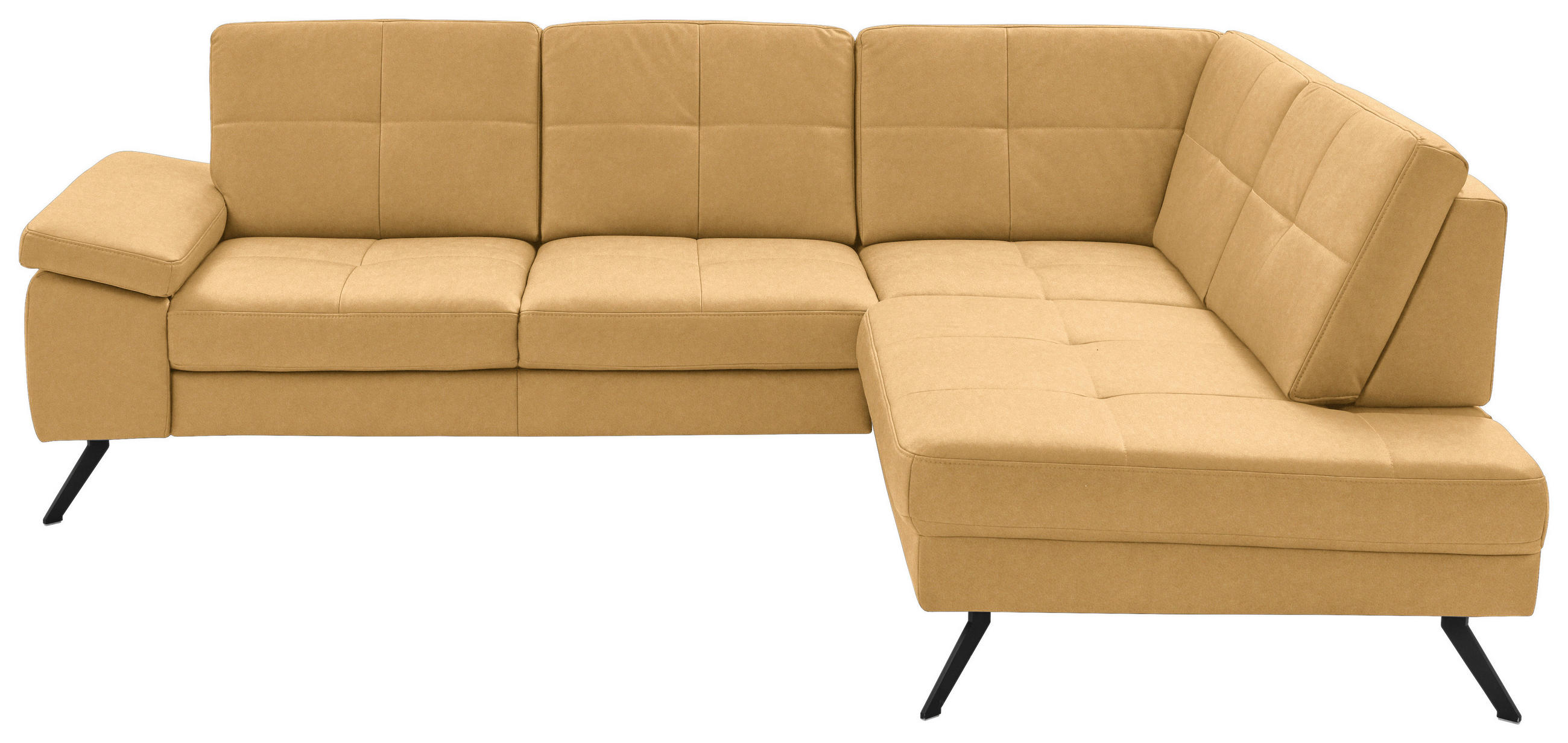 ECKSOFA in Lederlook, Mikrofaser Gelb  - Gelb/Schwarz, Design, Textil/Metall (261/220cm) - Beldomo System