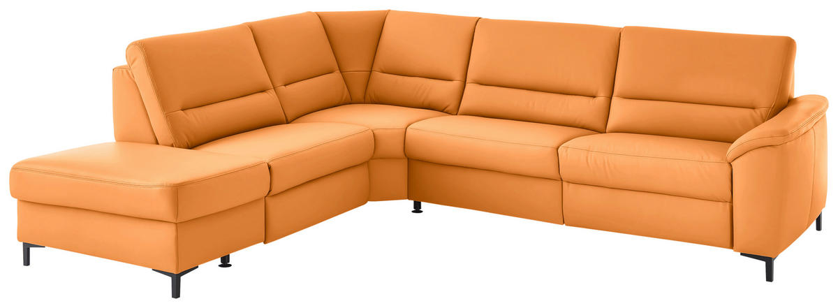 ECKSOFA  in Echtleder Currygelb  249/290 cm  - Currygelb/Schwarz, KONVENTIONELL, Leder/Metall (249/290cm) - Beldomo Premium