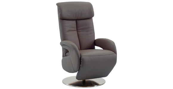 RELAXSESSEL in Leder Grau - Grau, KONVENTIONELL, Leder/Metall (70/114/80cm) - Cantus