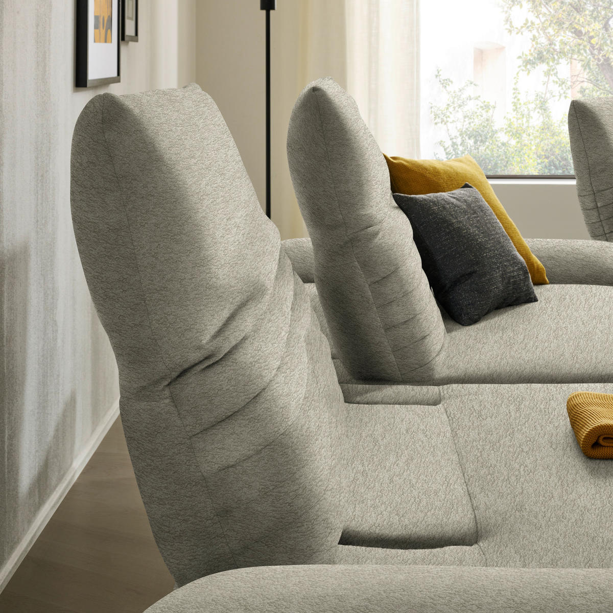 ECKSOFA  in Teddystoff Graubraun  170-195/280 cm  - Graubraun/Schwarz, Design, Textil/Metall (170-195/280cm) - Dieter Knoll