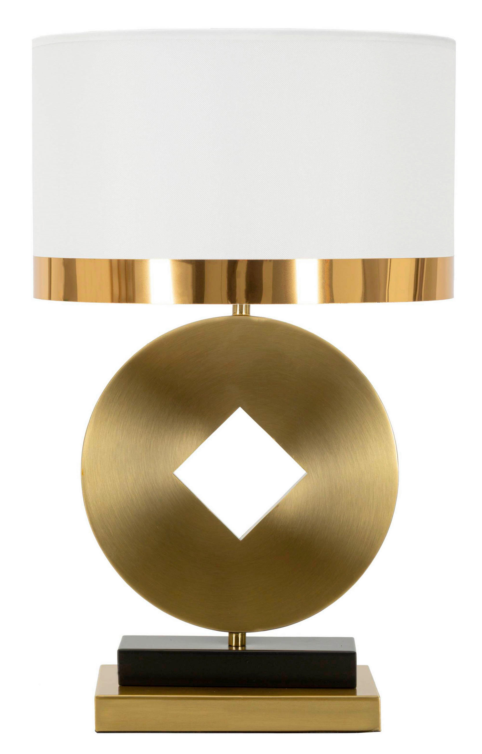 TISCHLEUCHTE - Goldfarben/Weiß, Basics, Glas/Metall (21/50/21cm)