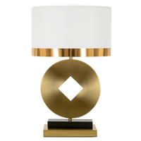 TISCHLEUCHTE - Goldfarben/Weiß, Basics, Glas/Metall (21/50/21cm)