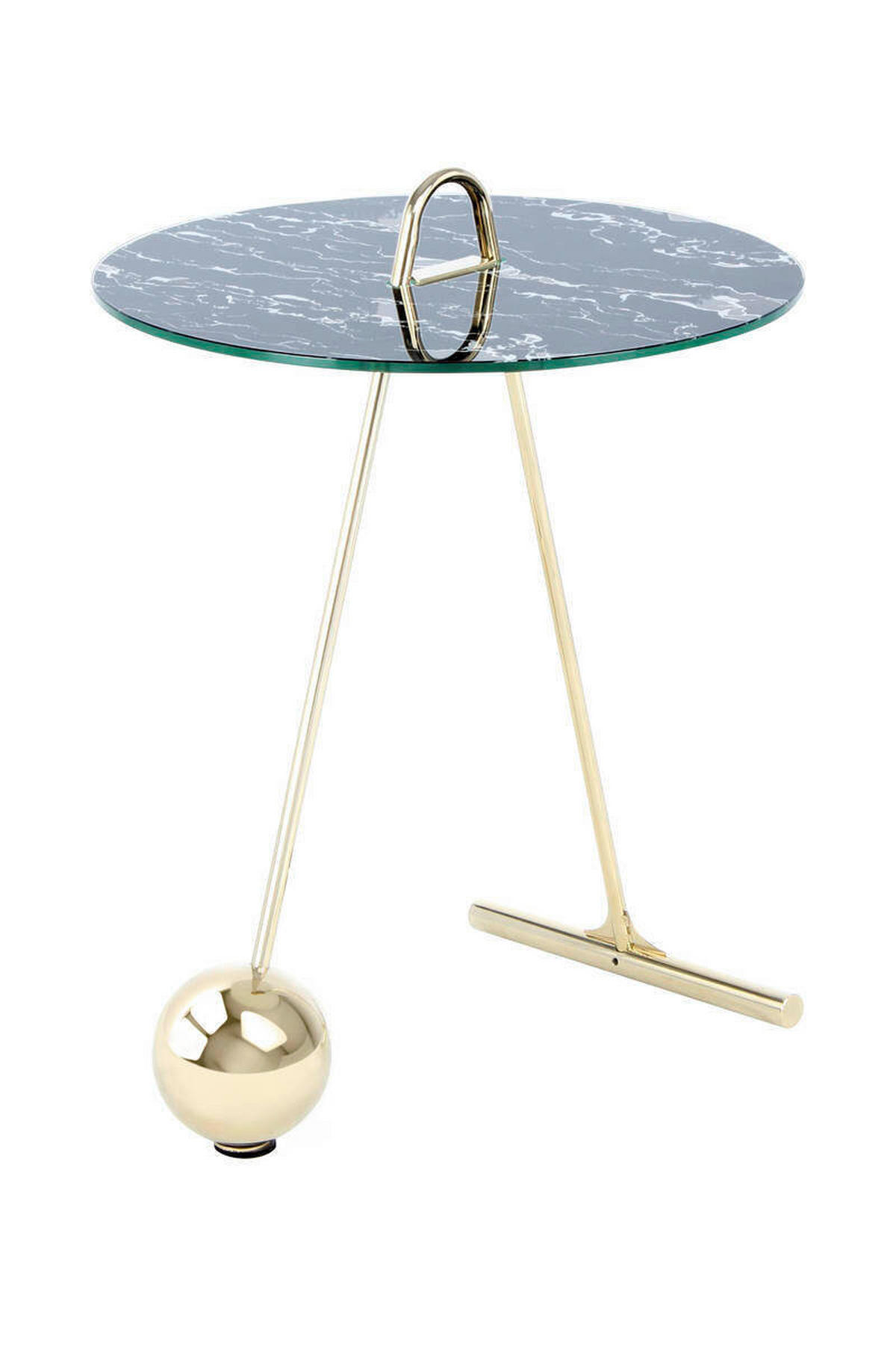 BEISTELLTISCH in Metall, Glas  - Goldfarben/Schwarz, Basics, Glas/Metall (46/60cm) - Kayoom