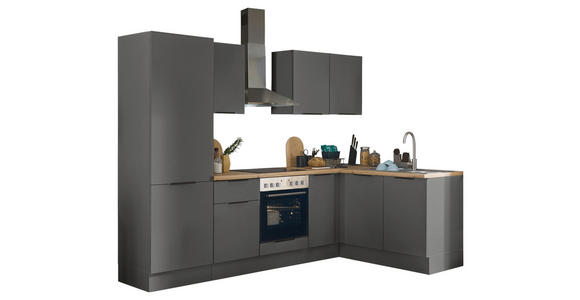 ECKKÜCHE 270/165 cm in Graphitfarben - Schwarz/Graphitfarben, Basics, Holzwerkstoff/Metall (270/165cm) - Xora