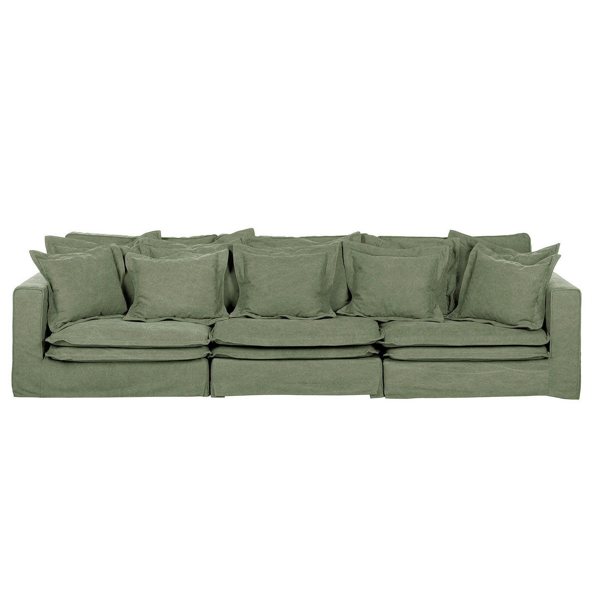 BIGSOFA STELLA in Webstoff Olivgrün  - Schwarz/Olivgrün, Design, Kunststoff/Textil (338/90/119cm) - P & B
