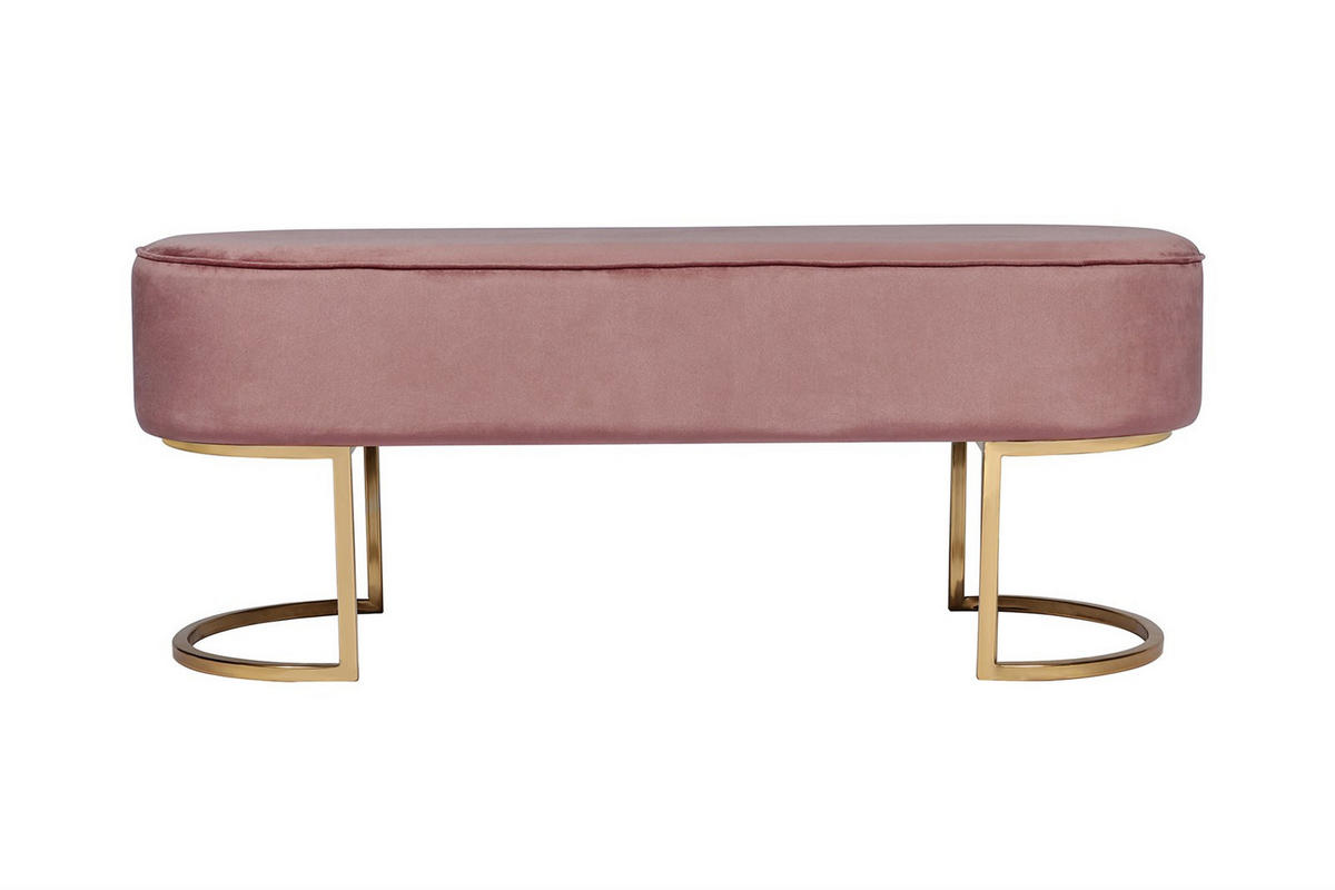 SITZBANK 105/42/40 cm Samt Altrosa Metall  - Goldfarben/Altrosa, Design, Textil/Metall (105/42/40cm) - Kayoom
