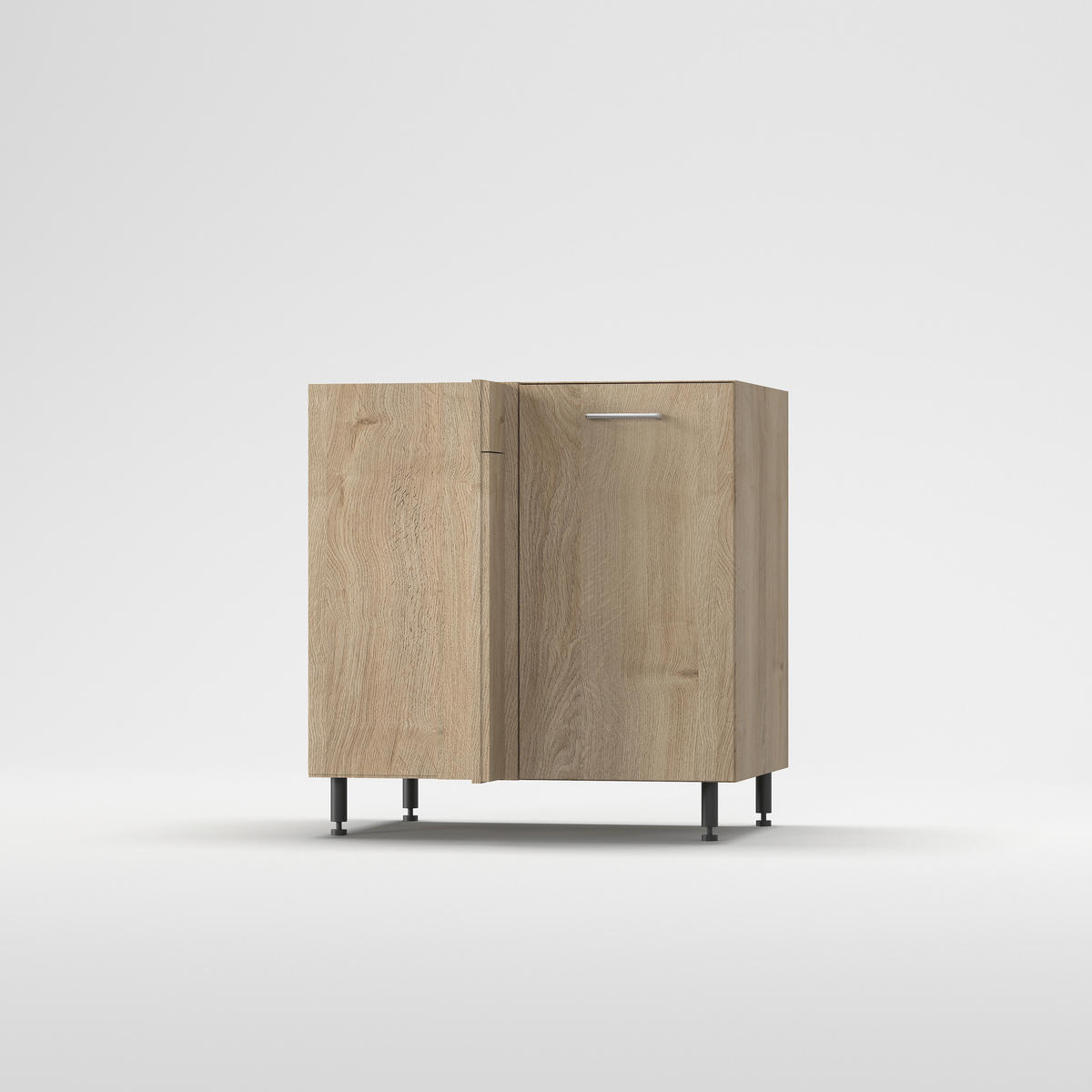 ALSÓ SAROKSZEKRÉNY - tölgyfa színű, Basics, fa/fém (100/115/87/58/65cm) - Carryhome