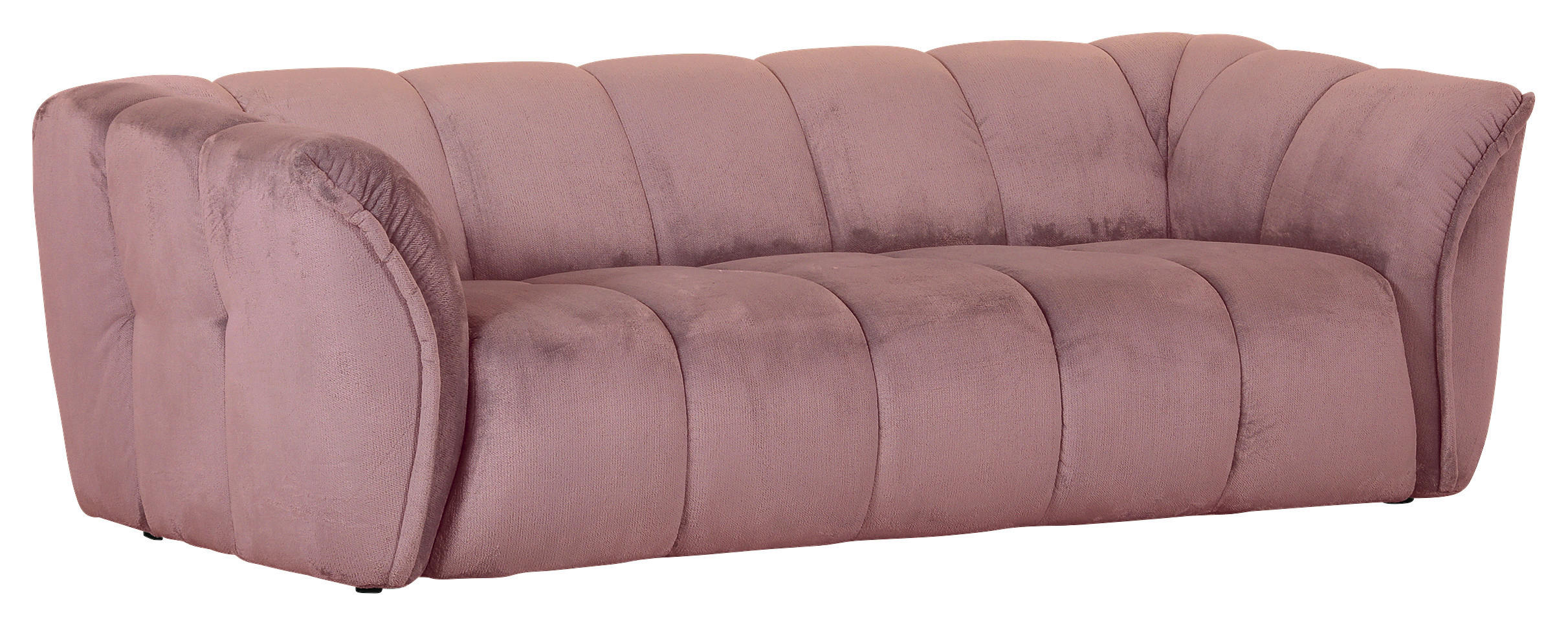 BIGSOFA in Plüsch Rosa  - Schwarz/Rosa, Konventionell, Kunststoff/Textil (220/67/106cm) - MID.YOU
