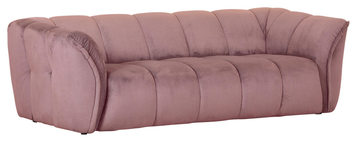 BIGSOFA in Plüsch Rosa  - Schwarz/Rosa, Konventionell, Kunststoff/Textil (220/67/106cm) - MID.YOU