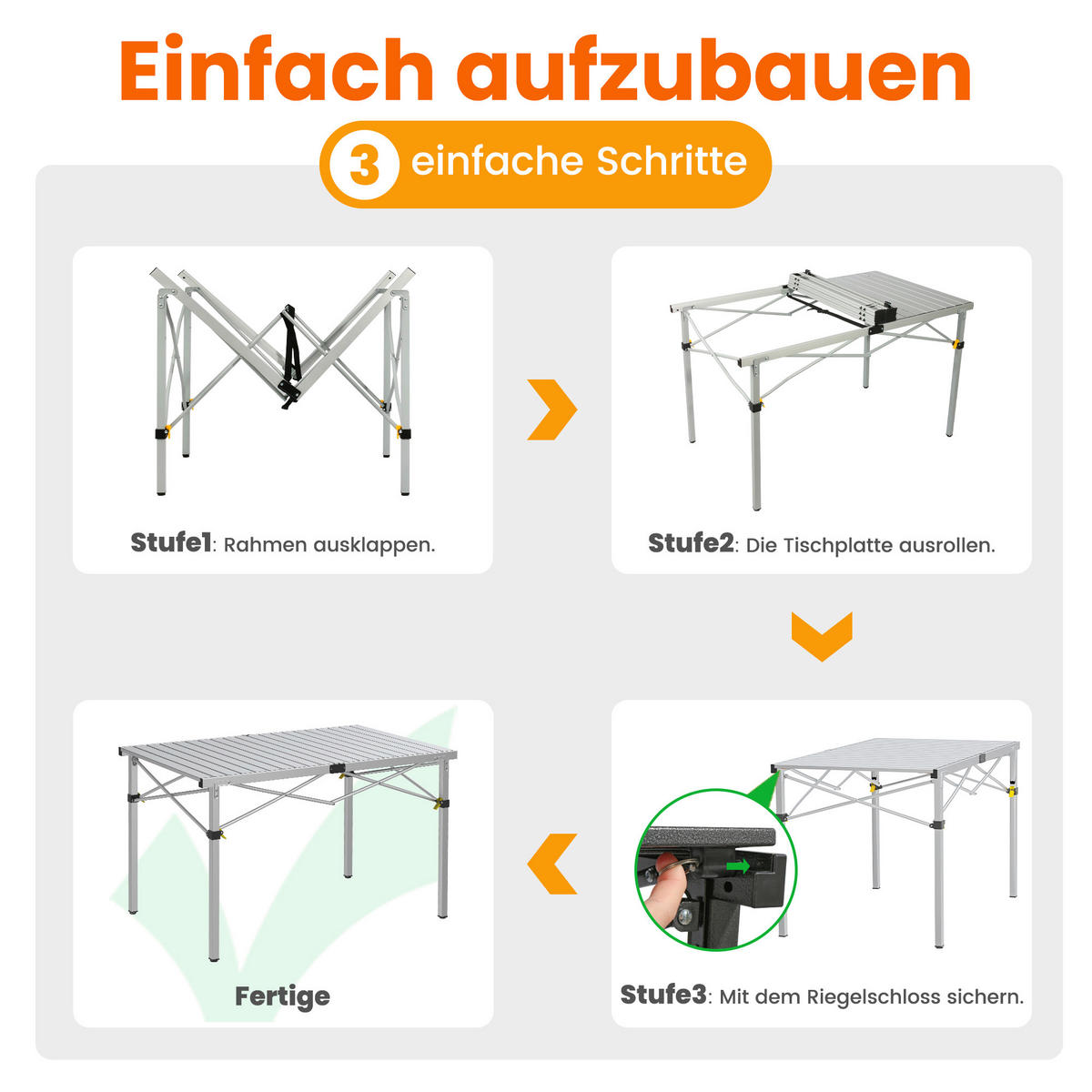 CAMPINGTISCH - Silberfarben, Basics, Metall (118/70/70cm) - Modante
