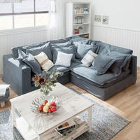 ECKSOFA Webstoff Blau  - Blau/Schwarz, Design, Kunststoff/Textil (222/238cm) - P & B