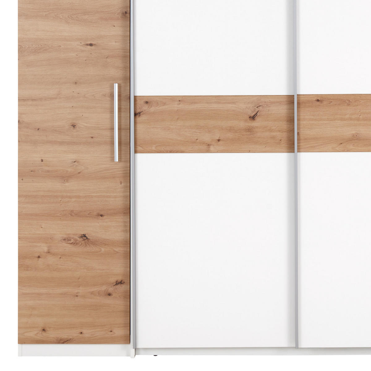 DREHTÜRENSCHRANK 215/215/62 cm 4-türig Weiß, Eiche Artisan  - Chromfarben/Weiß, KONVENTIONELL, Holzwerkstoff (215/215/62cm)