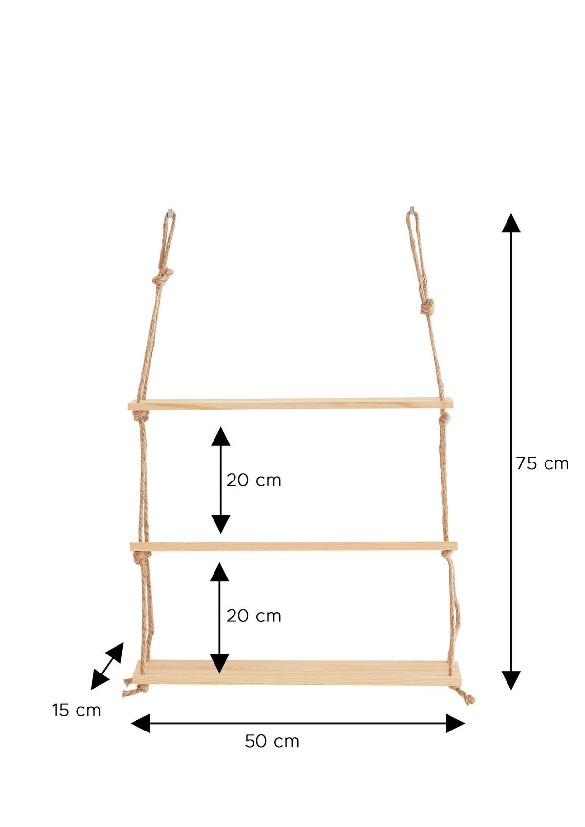 WANDREGAL 50/75/15 cm  - Eichefarben, Design, Holz (50/75/15cm) - MID.YOU