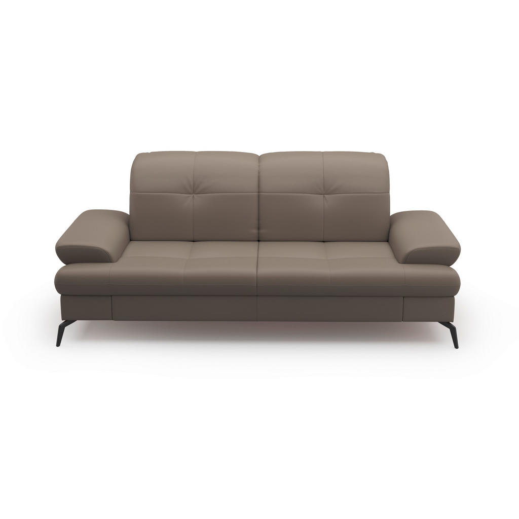 Thumbnail - Sit & More 3-Sitzer-Sofa, Grau, Leder, Echtleder, Nappaleder, 212x90x122 cm, Goldenes M, Made in Europe, DGM-Klimapakt, ...