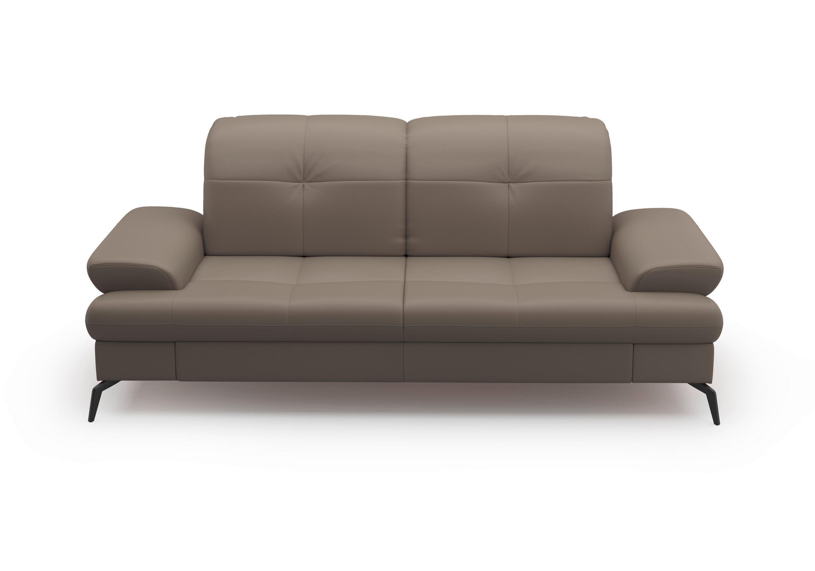 2,5-SITZER in Vliesstoff Kombination Echtleder/Stoff Grau  - Schwarz/Grau, KONVENTIONELL, Leder/Textil (202/90/122cm) - Sit & More