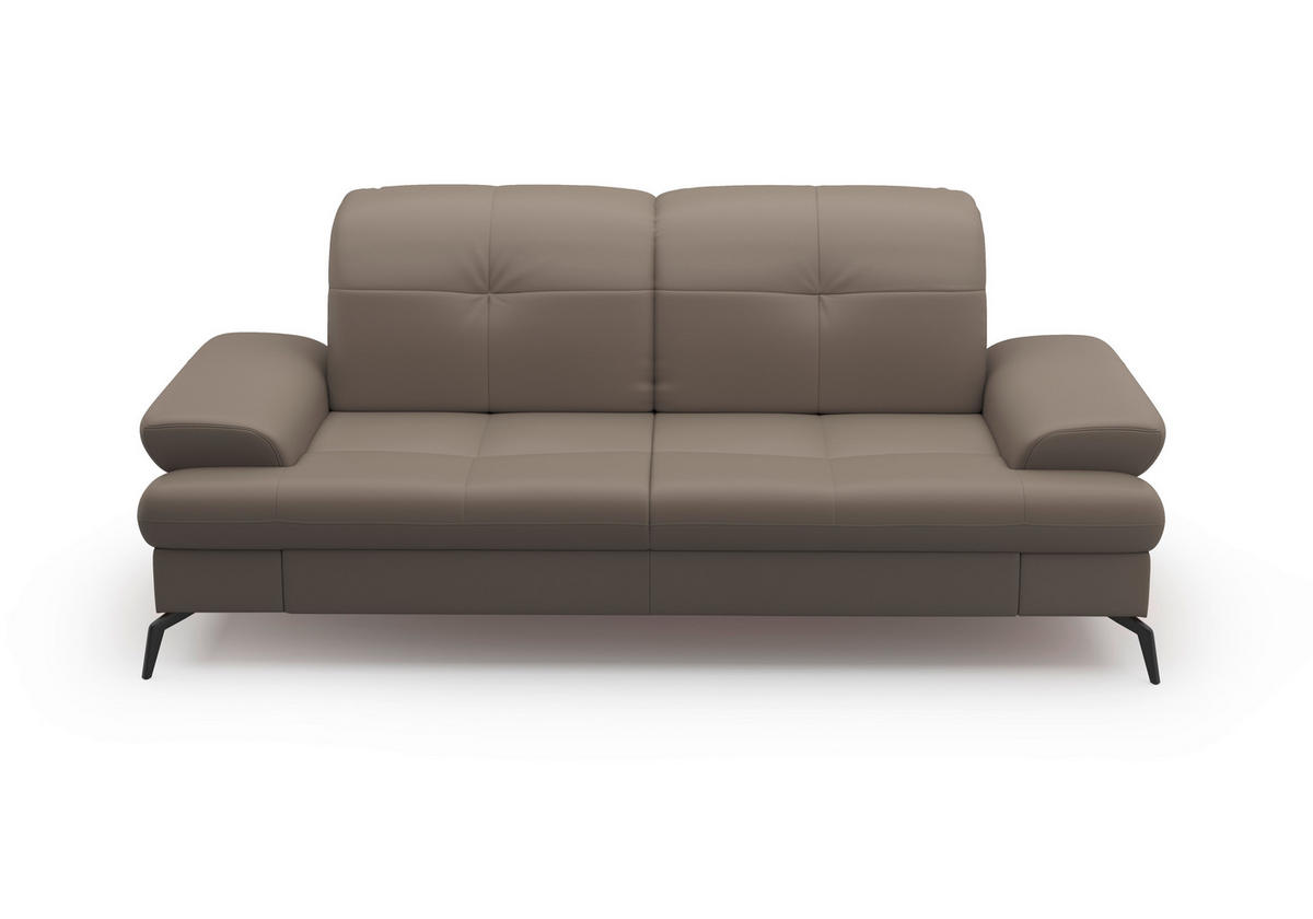 3-SITZER-SOFA in Leder Grau  - Schwarz/Grau, KONVENTIONELL, Leder/Metall (212/90/122cm) - Sit & More