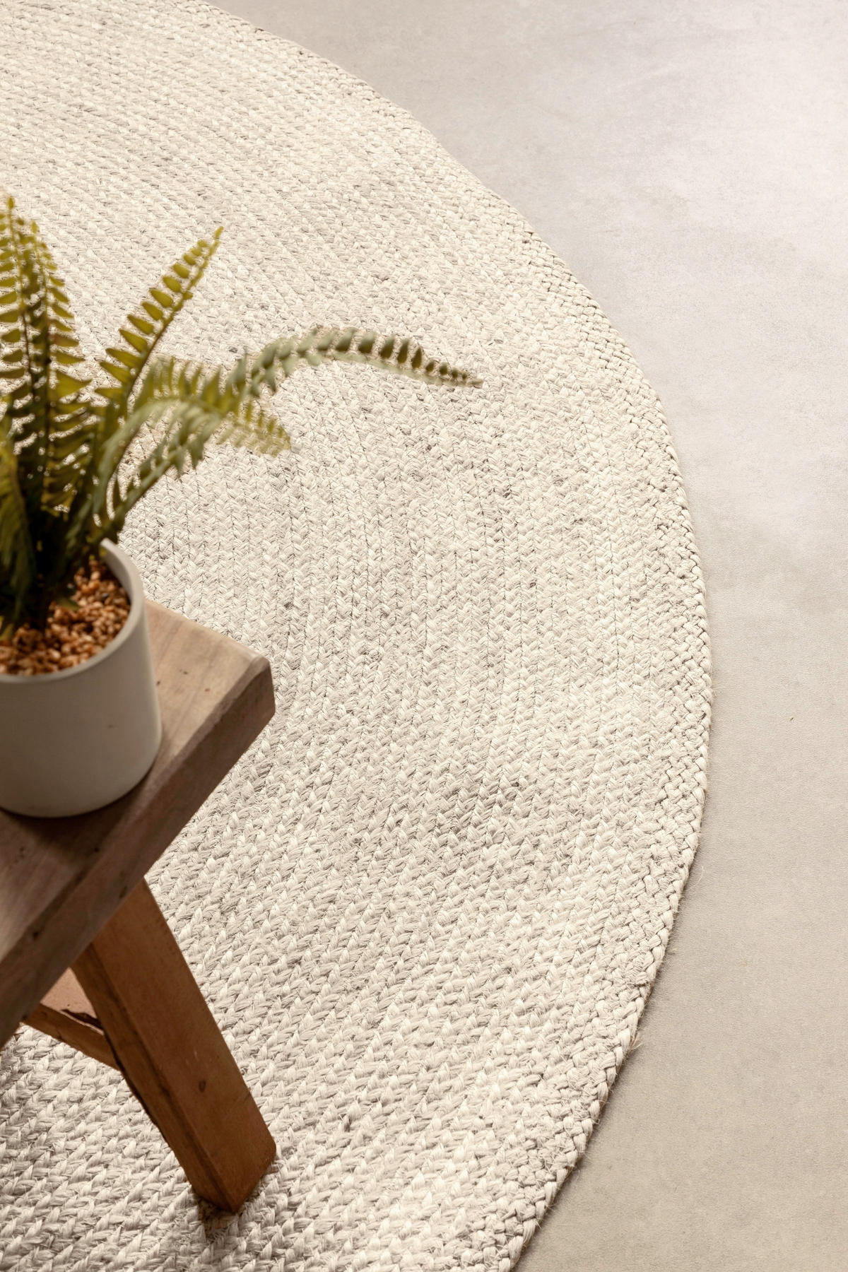 JUTETEPPICH 100 cm Jute Braided Weiß rund  - Weiß, Basics, Textil (100cm) - Hanse Home