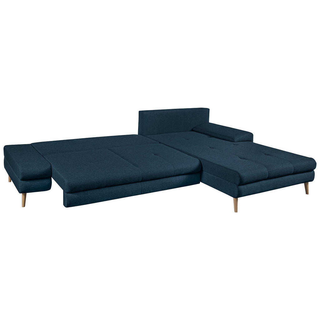 Thumbnail - Mid.you Ecksofa, Dunkelblau, Textil, Erle, massiv, meliert, 5-Sitzer, seitenverkehrt montierbar, L-Form, 313x215 cm, Mad...