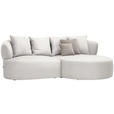 ECKSOFA in Plüsch Creme  235/166 cm  - Greige/Creme, MODERN, Kunststoff/Textil (235/166cm) - Hom`in