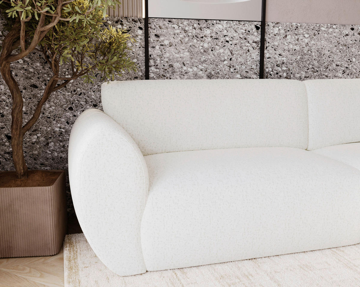 ECKSOFA Chenille Creme  - Creme/Schwarz, Design, Kunststoff/Textil (288/170cm) - Livetastic