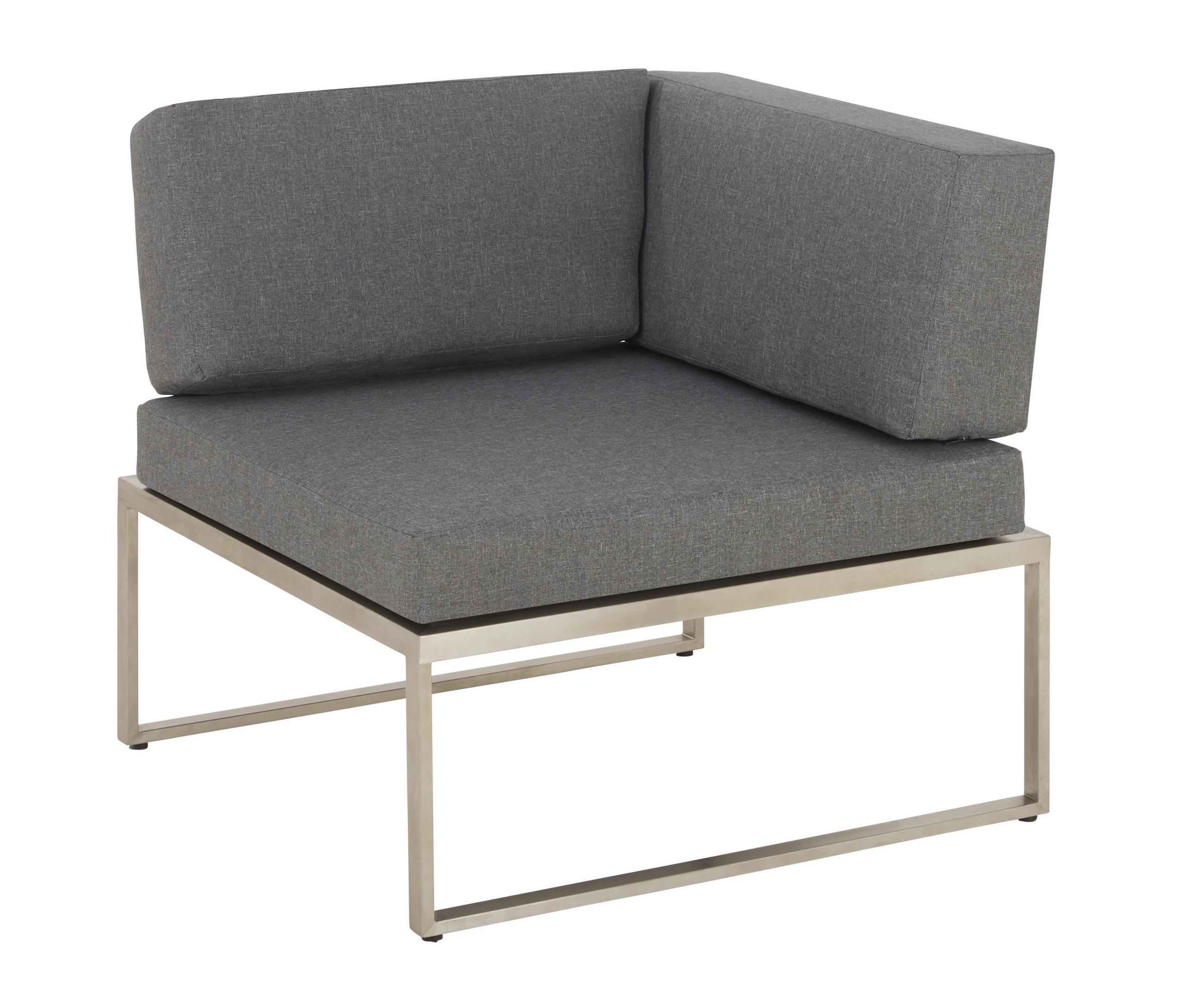 LOUNGEECKTEIL  - Edelstahlfarben/Dunkelgrau, MODERN, Textil/Metall (83/75/83cm) - Amatio
