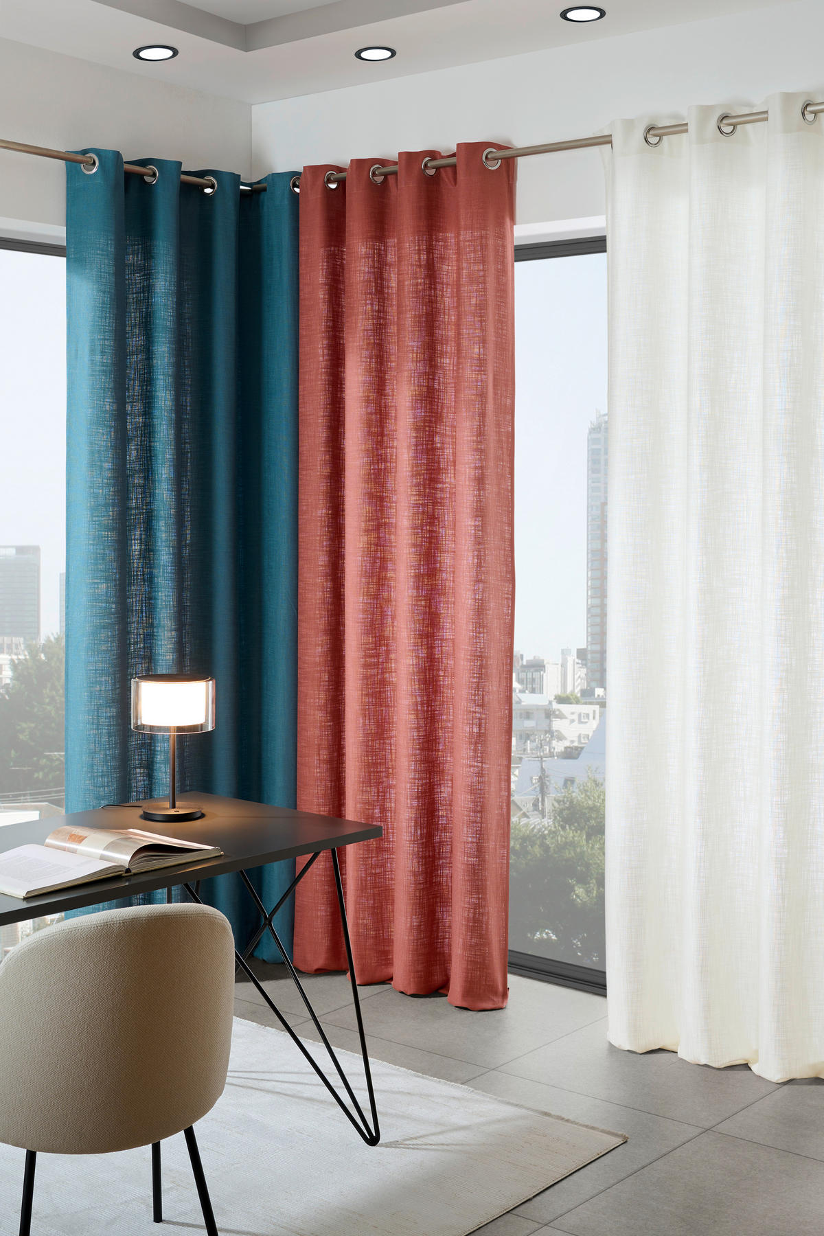 ZÁVĚS S OČKY, neprůsvitné, 135/270 cm - bílá, Basics, textil (135/270cm) - Esposa