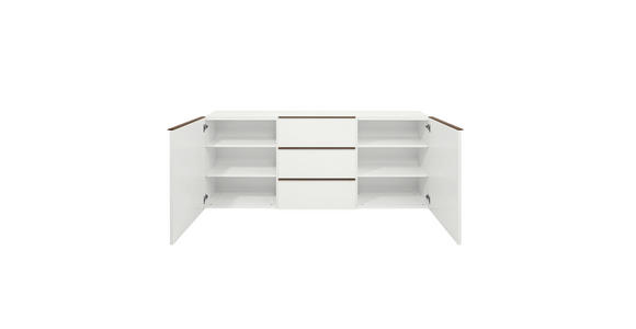 SIDEBOARD Hochglanz, lackiert, matt, Mattlack, Wasserlack Nussbaumfarben, Weiß - Nussbaumfarben/Weiß, Design, Holzwerkstoff (195/81/44cm) - Dieter Knoll
