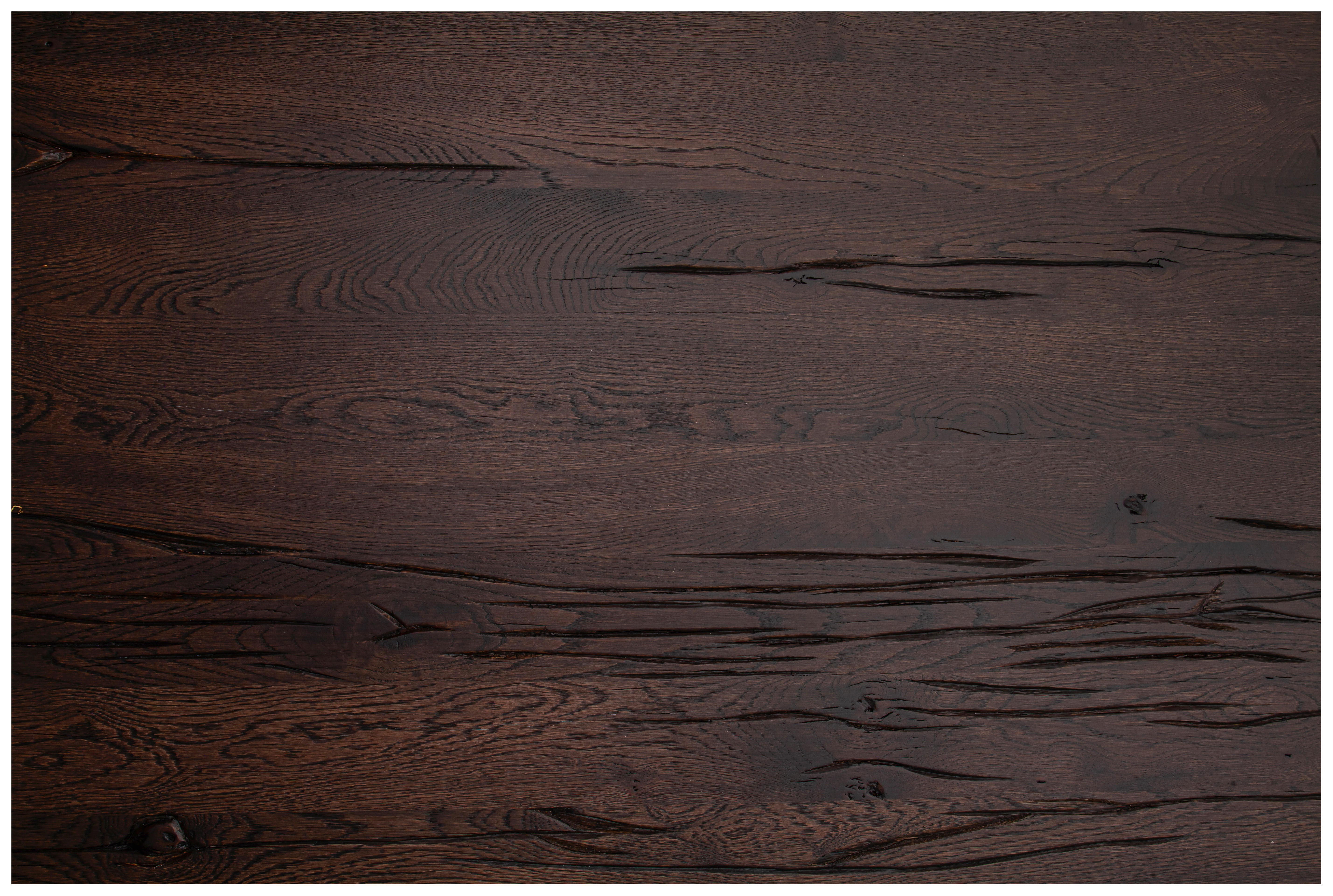 Tischplatte - Schweizer Kante Eiche massiv Holz Eichefarben, Dunkelbraun  - Eichefarben/Dunkelbraun, Design, Holz (190/6/100cm) - Waldwelt