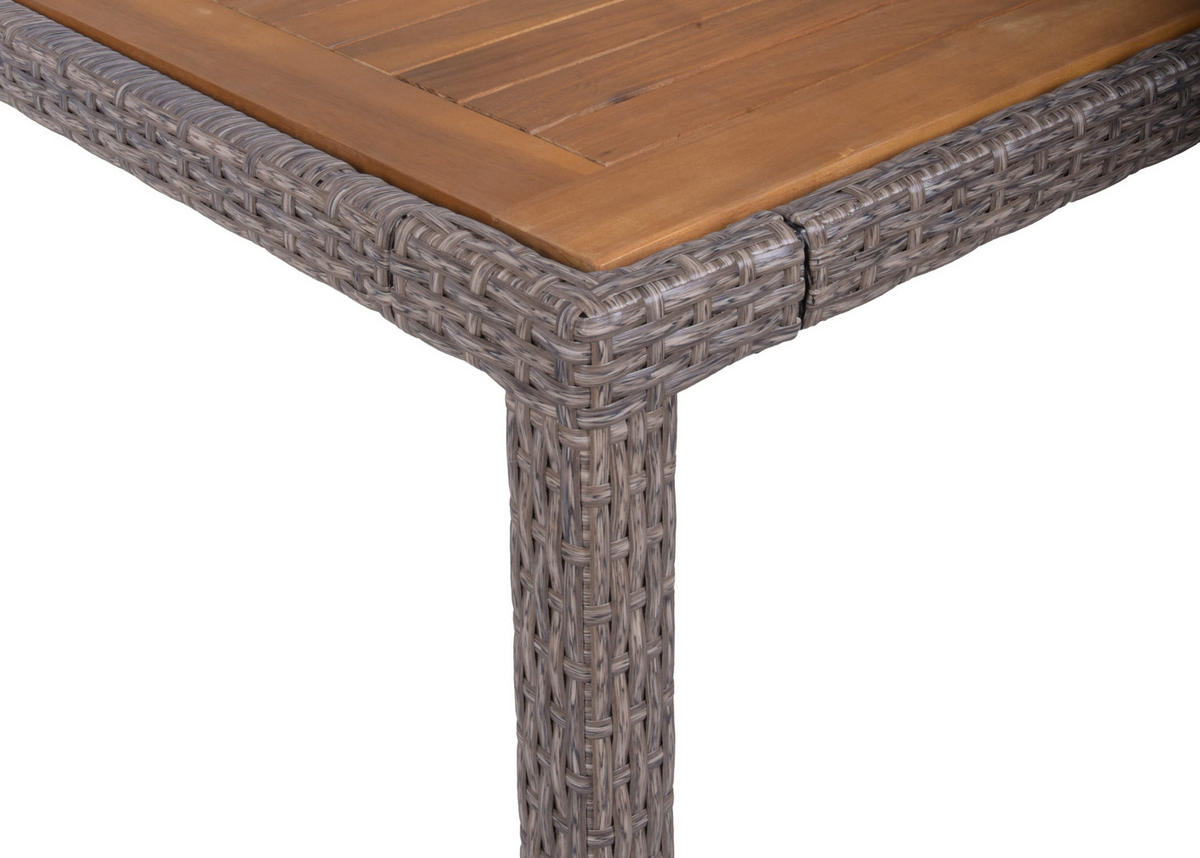 BALKONSET  - Hellbraun/Schwarz, Basics, Holz/Kunststoff - Gardenson