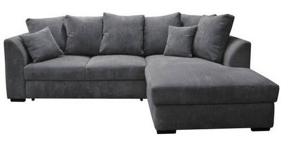 ECKSOFA in Cord Anthrazit  - Anthrazit/Schwarz, Design, Kunststoff/Textil (259/174cm) - Cantus