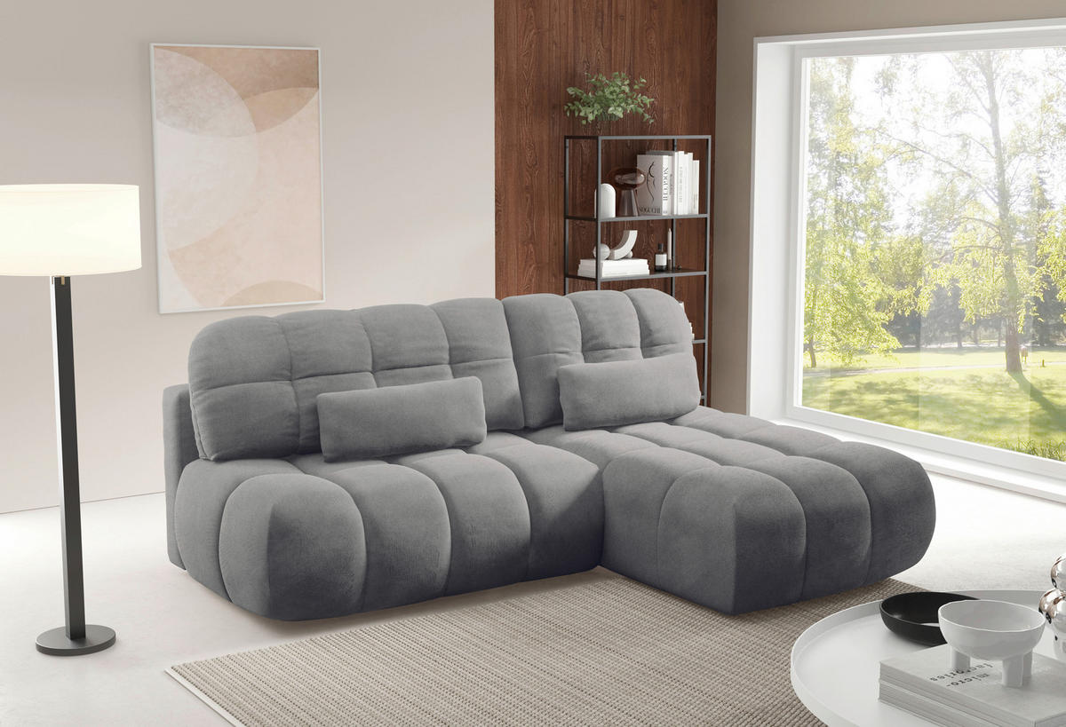 ECKSOFA TARANTO Dunkelgrau Webstoff  - Dunkelgrau/Schwarz, Design, Kunststoff/Textil (172/225cm) - Livetastic