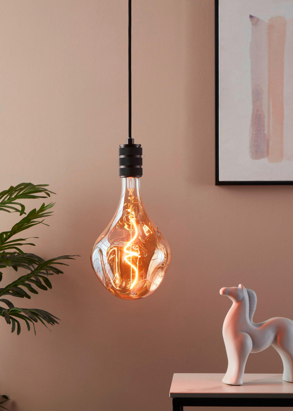 DEKORATIV LJUSKÄLLA E27 4 W   - bärnstensfärgad, Basics, glas (16.5/28cm) - Eglo