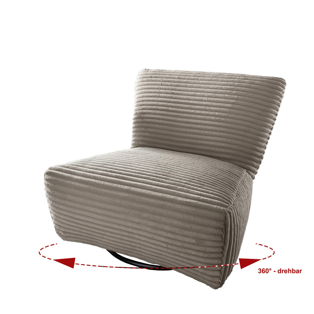 XXL-SESSEL in Cord Cappuccino  - Schwarz/Cappuccino, Trend, Textil/Metall (95/77/94cm) - Livetastic