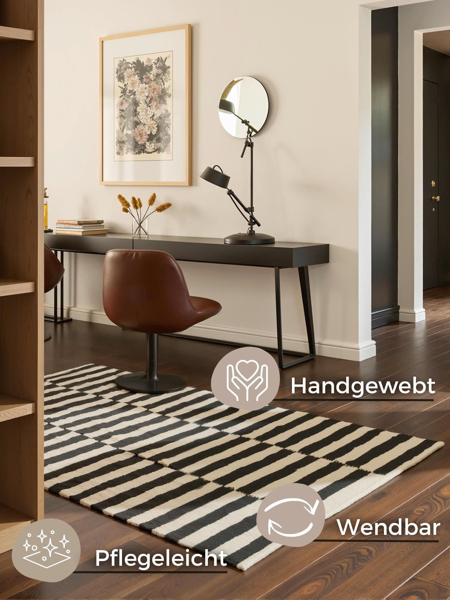 HANDWEBTEPPICH 160/230 cm Donna Schwarz, Weiß  - Schwarz/Weiß, Basics, Textil (160/230cm)