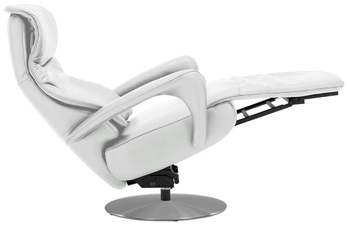 RELAXSESSEL in Leder Weiss  - Weiss/Edelstahlfarben, Design, Leder/Metall (75/117/88cm) - Dieter Knoll