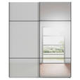 SCHWEBETÜRENSCHRANK 201/223/68 cm 2-türig Grau, Weiß  - Schwarz/Weiß, KONVENTIONELL, Glas/Holzwerkstoff (201/223/68cm) - Novel