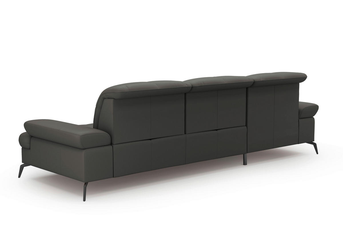 ECKSOFA in Echtleder Anthrazit  - Anthrazit/Schwarz, Konventionell, Leder/Metall (185/279cm) - Sit & More