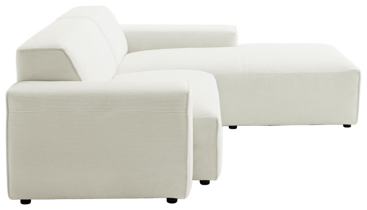 ECKSOFA in Cord Weiss  - Weiss/Schwarz, Design, Kunststoff/Textil (230/189cm) - Pure Home Lifestyle