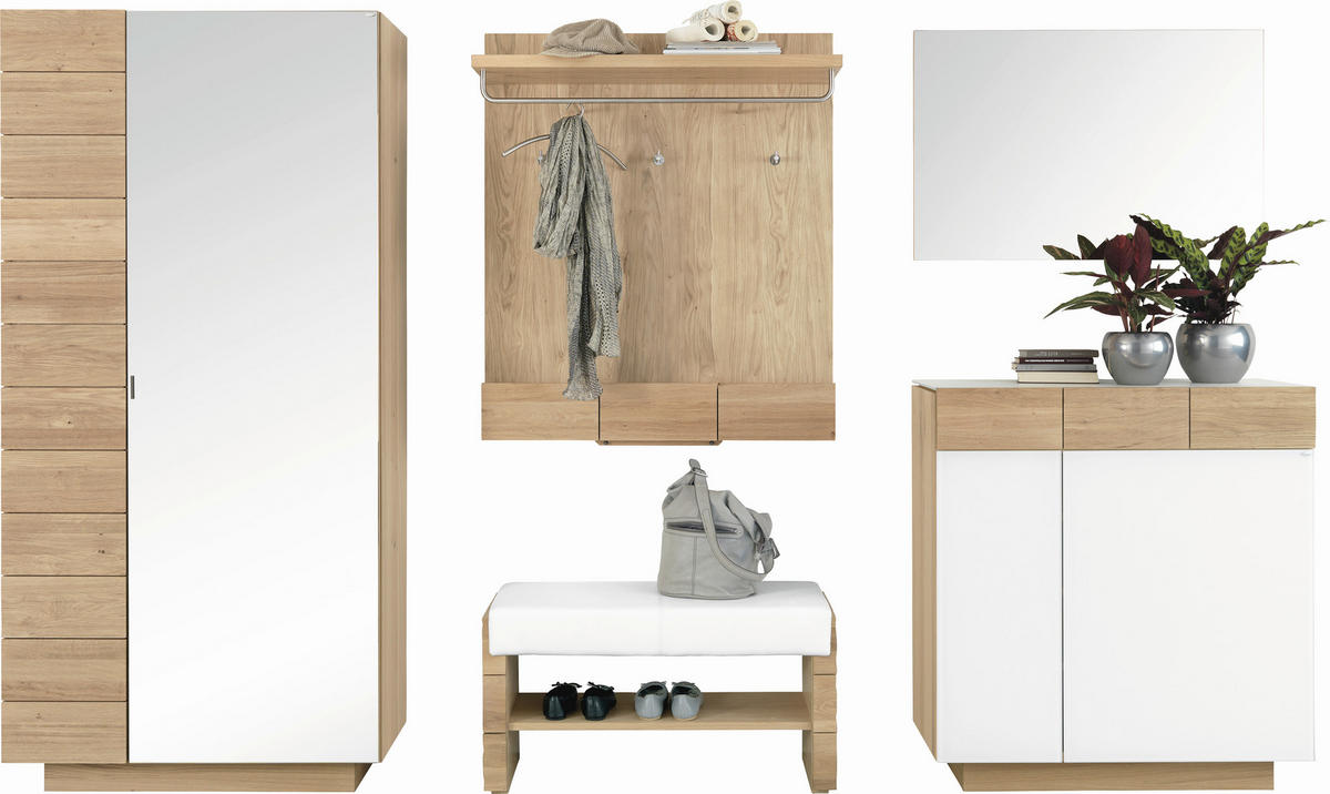 SCHUHSCHRANK Wildeiche massiv Eichefarben, Beige  - Eichefarben/Beige, Design, Glas/Holz (96/106/42,5cm) - Voglauer