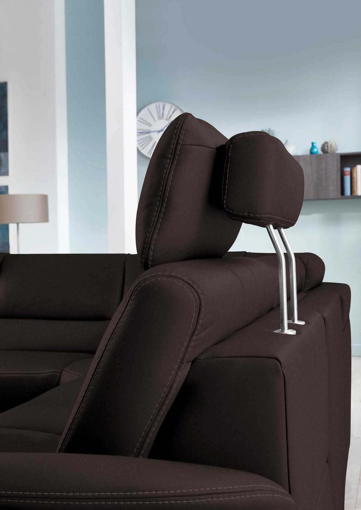 ECKSOFA in Echtleder Dunkelbraun  - Dunkelbraun/Beige, Design, Leder/Metall (249/288cm) - Beldomo Premium