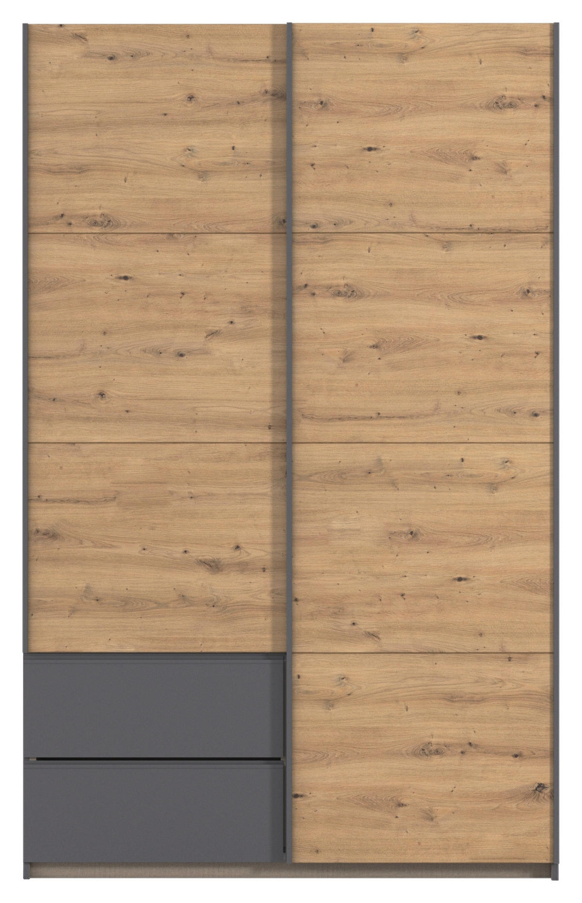 SCHWEBETÜRENSCHRANK in Grau, Eiche Artisan  - Eiche Artisan/Grau, Modern, Holzwerkstoff (131/210/59cm) - Rauch Möbel