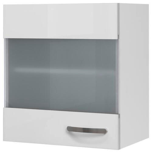 KÜCHENOBERSCHRANK 50/54,8/32 cm  in Weiß, Weiß Hochglanz  - Edelstahlfarben/Weiß Hochglanz, MODERN, Holzwerkstoff/Metall (50/54,8/32cm) - FlexWell