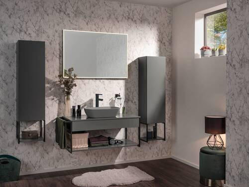 BADEZIMMERSPIEGEL 100/68/3,5 cm  - Schwarz, MODERN, Glas/Kunststoff (100/68/3,5cm) - Voleo