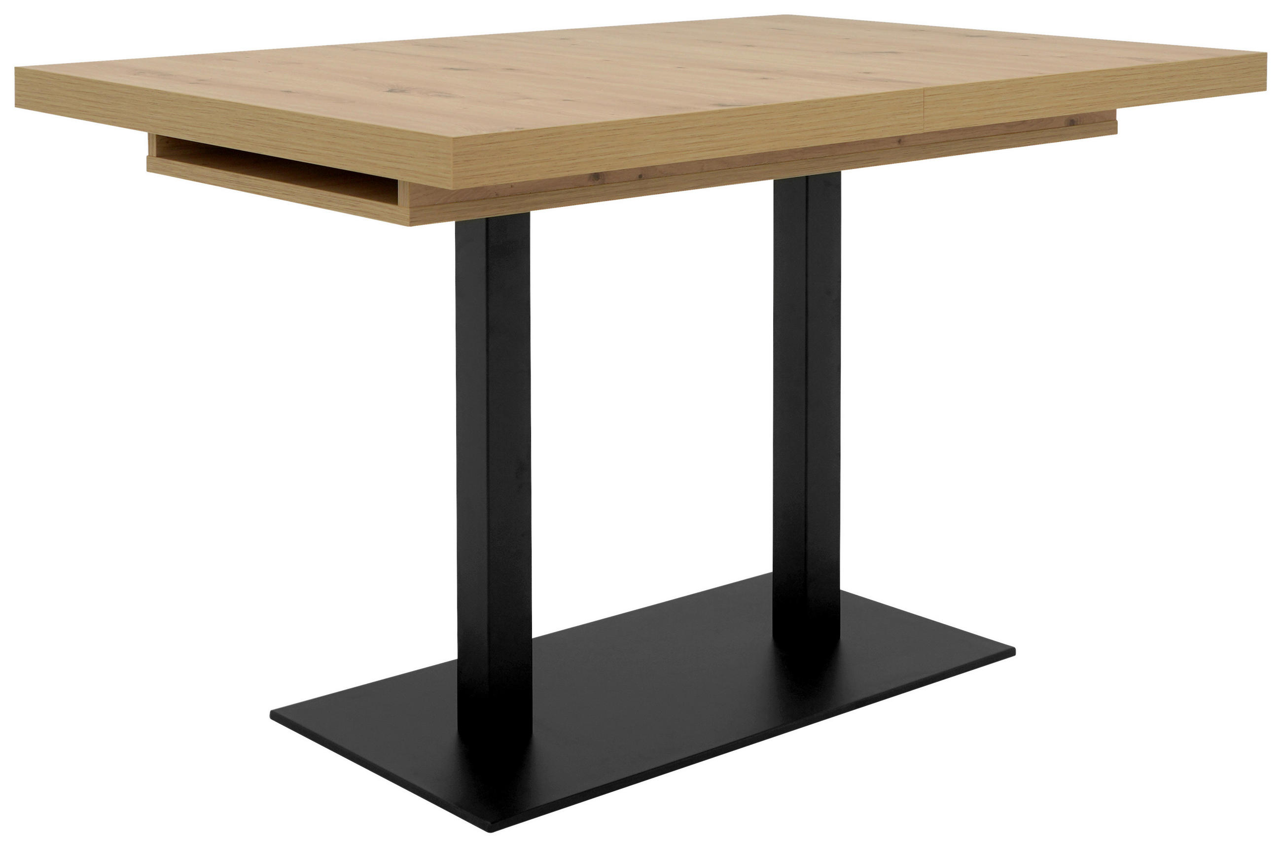 ESSTISCH Schwarz, Eiche Artisan rechteckig  ausziehbar  - Schwarz/Eiche Artisan, KONVENTIONELL, Holzwerkstoff/Metall (120/80/74cm) - MID.YOU