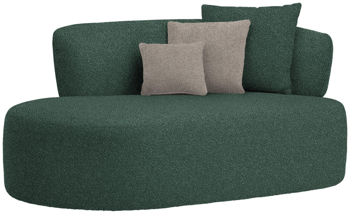 RÉCAMIERE in Plüsch Dunkelgrün, Graubraun  - Dunkelgrün/Graubraun, MODERN, Kunststoff/Textil (166/86/105cm) - Hom`in