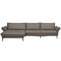 ECKSOFA in Echtleder Graubraun  - Graubraun/Schwarz, Design, Leder/Metall (172/334cm) - Valdera