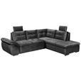 ECKSOFA  in Mikrovelours Schwarz  - Schwarz, KONVENTIONELL, Kunststoff/Textil (265/217cm) - Carryhome